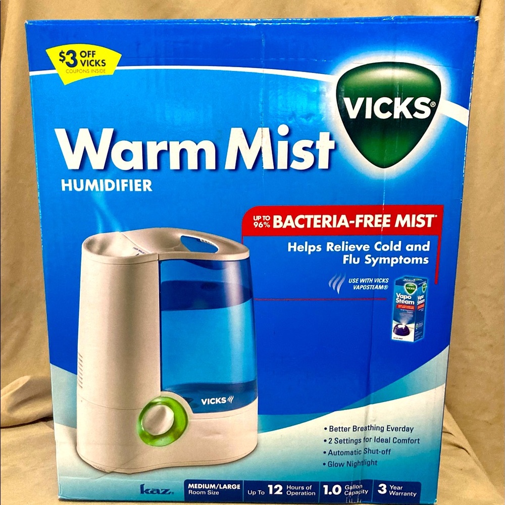 New Vicks V745A Auto Shut-Off Warm Mist Humidifier